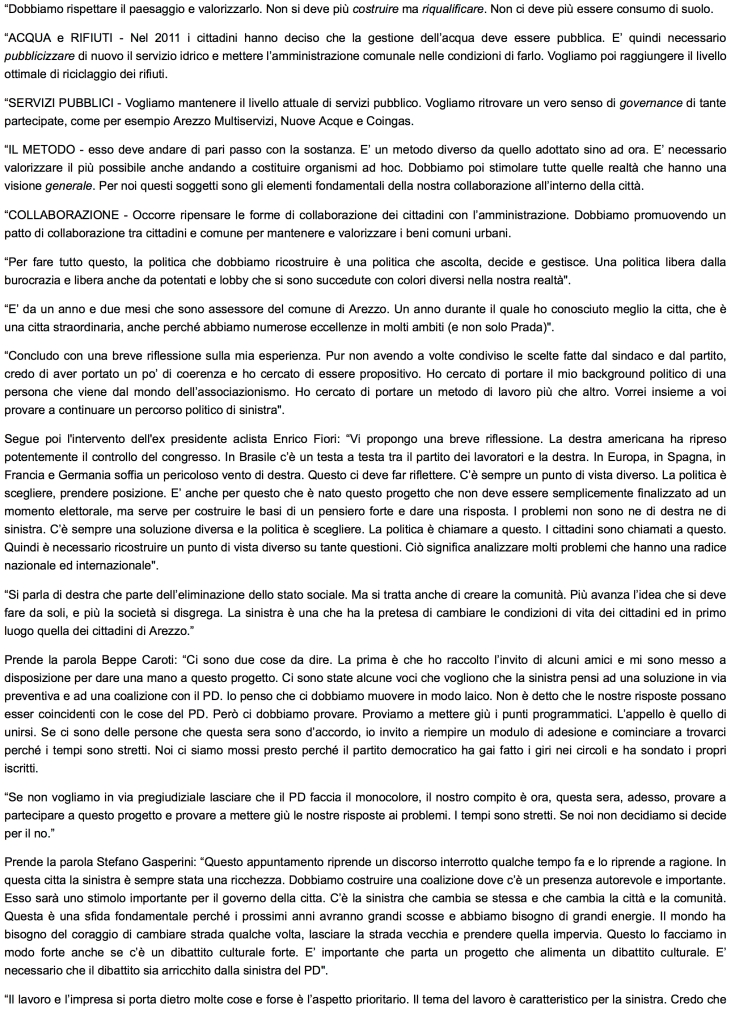 2 - InformArezzo - La Sinistrachecambia - Un resoconto della serata a cura di Cesare Baccheschi